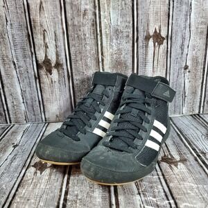 Adidas Youth HVC Wrestling Shoes Black White AQ3327 Size 2.5Y
